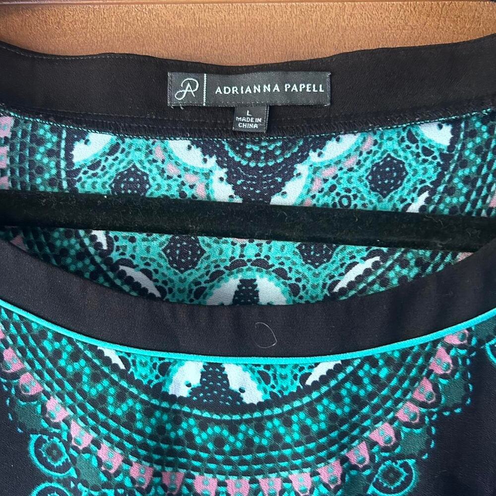 Adrianna Papell Designer black and Teal Large Boho‎ Dress Womens - Picture 3 of 5